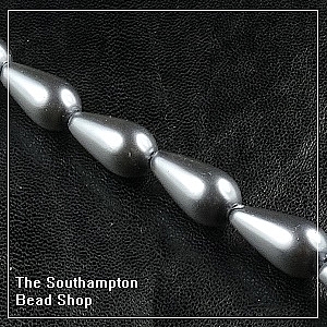 Glass pearl drop beads-Grey